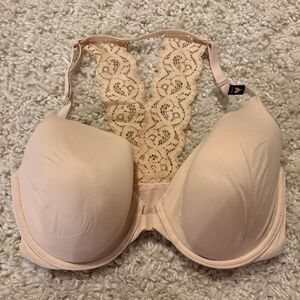 Victoria's Secret Perfect Coverage Racerback Lace Bra Nude 34DD
